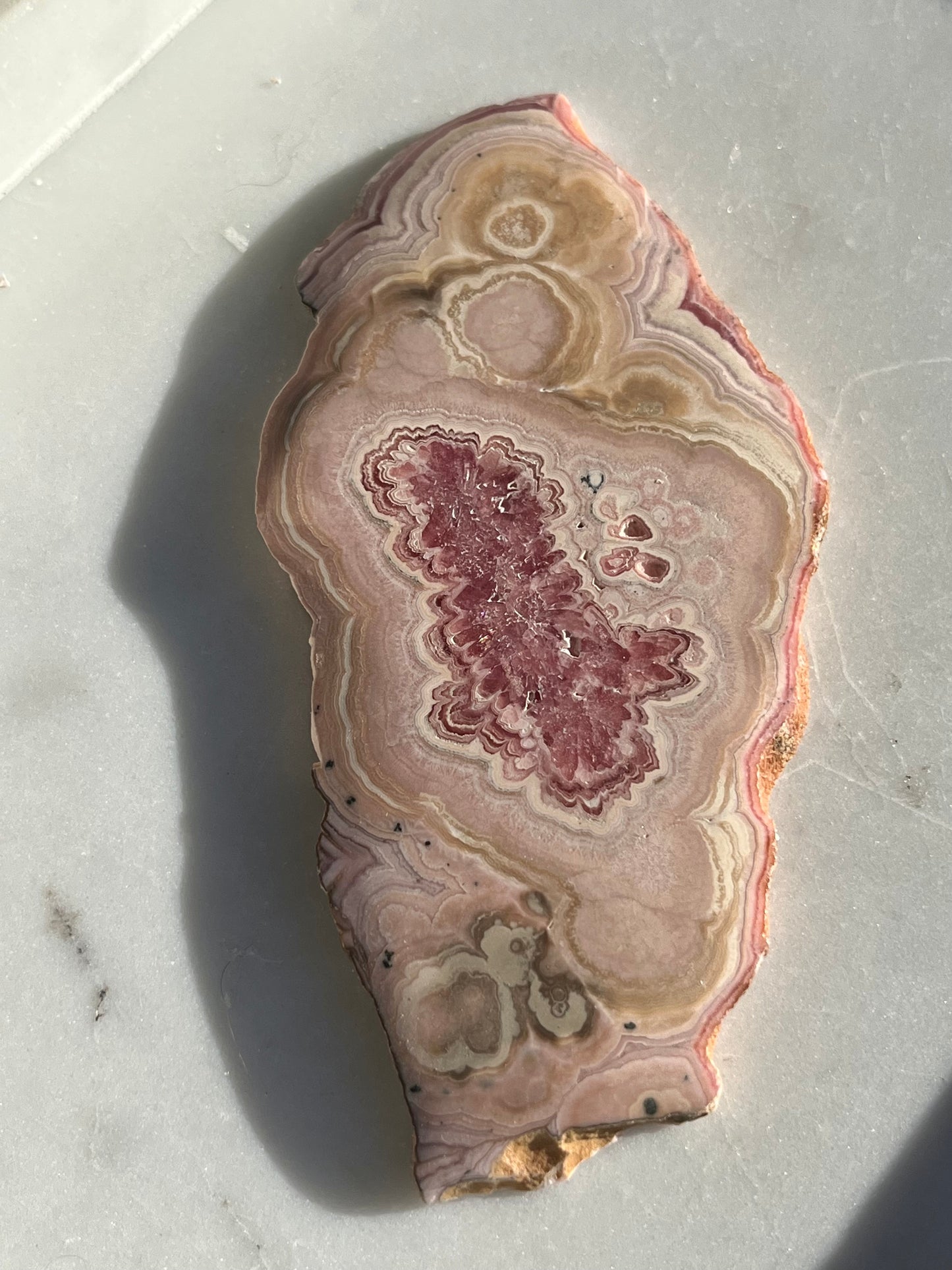 Gemmy Floral Pattern Rhodochrosite Slab #3