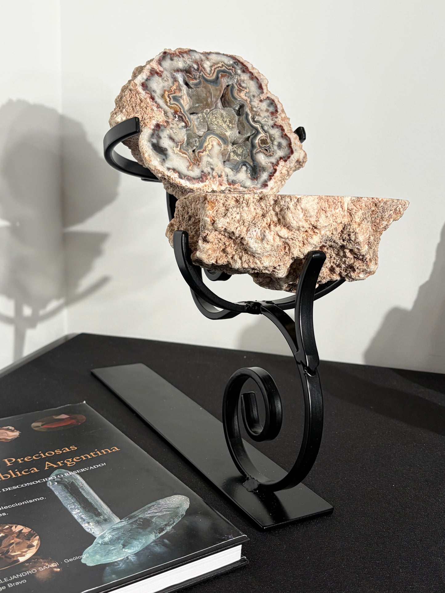 Argentinian Agate Crystal Jewellery Box on Statement Display Stand