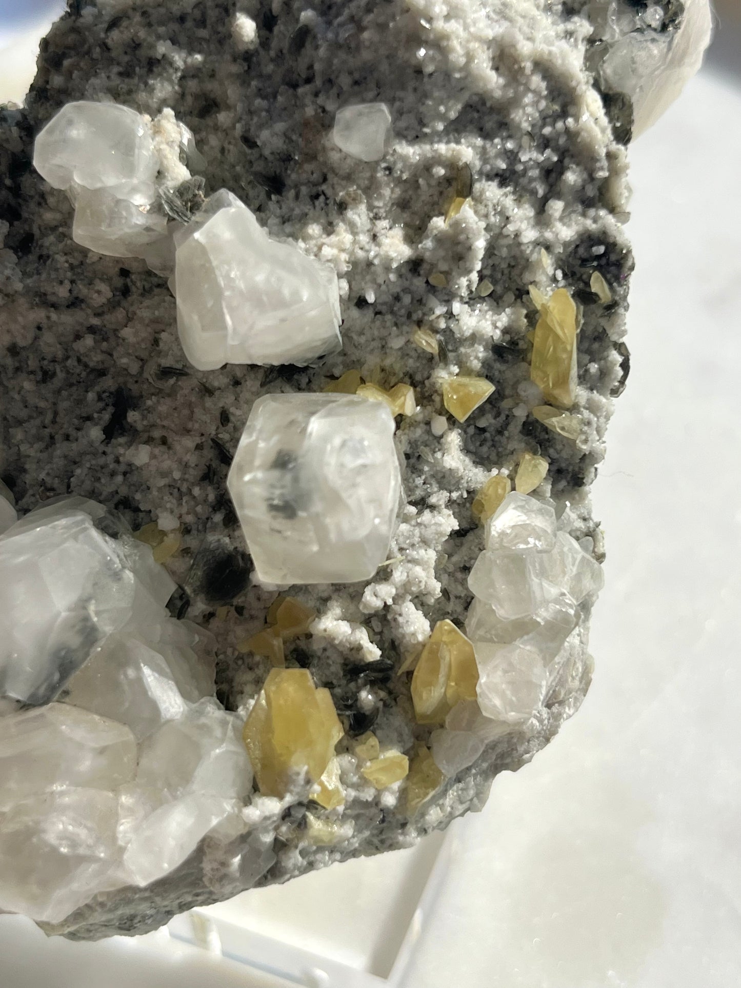 "Zeus" Titanite, Calcite & Silver Mica Specimen on Feldspar Matrix #3