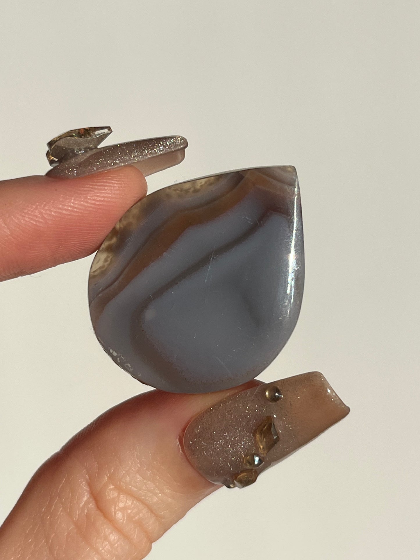 Danau Agate with Green Moss Teardrop Cabochon