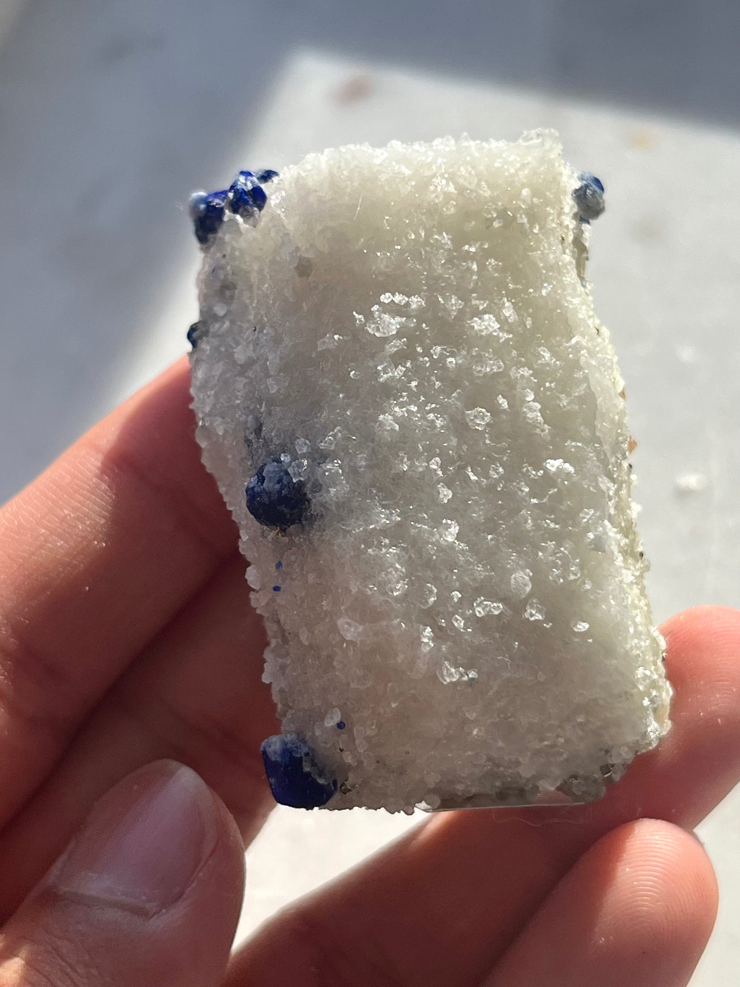 "Blueberry" Lazurite, Calcite & Pyrite Specimen on Marble #8