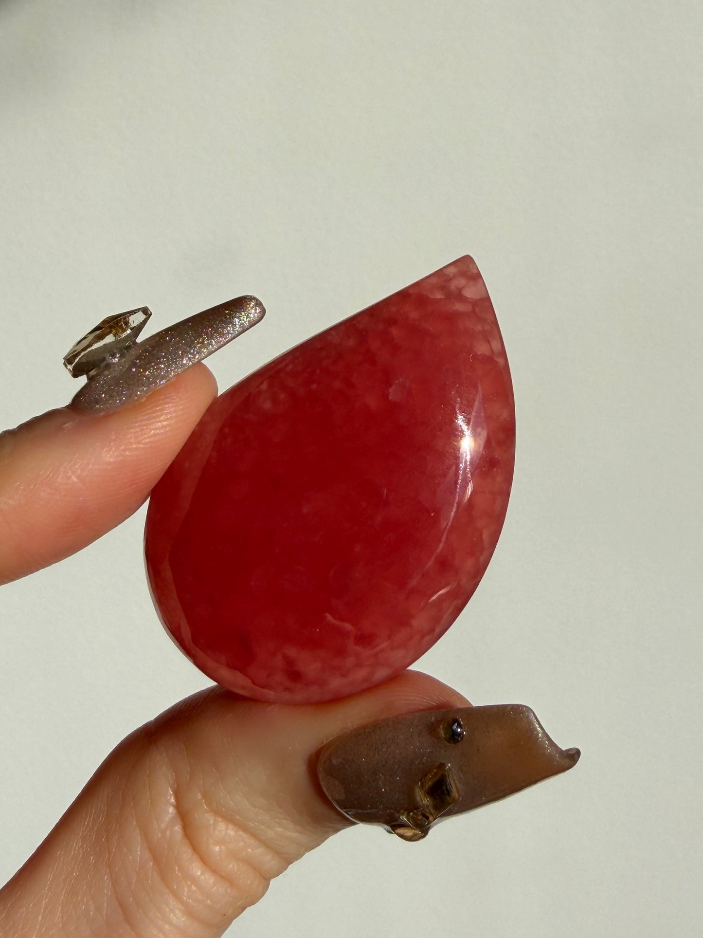 Gem Grade Gel Rhodochrosite Teardrop Cabochon A