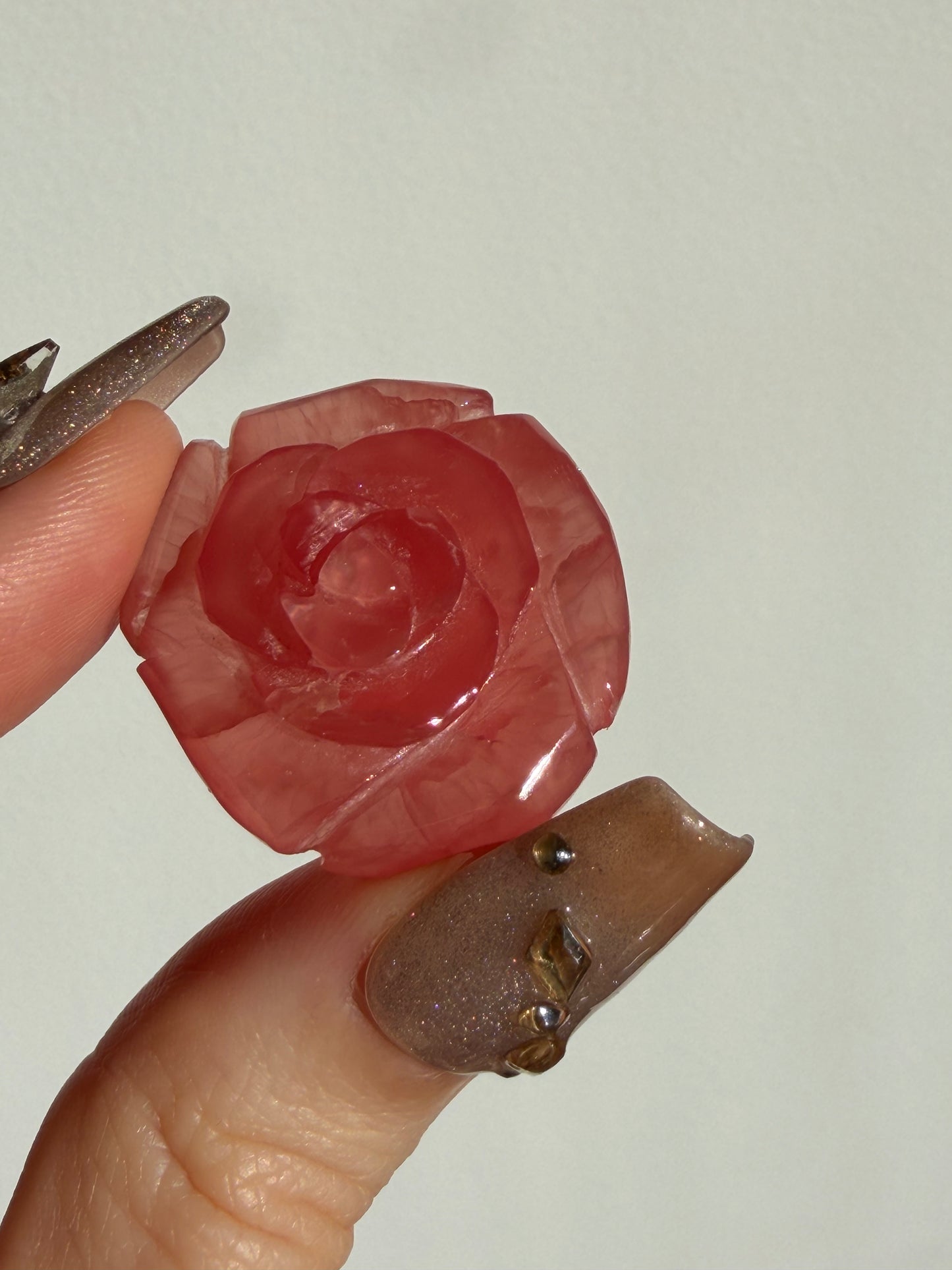 Gem Grade Gel Rhodochrosite Rose Carving