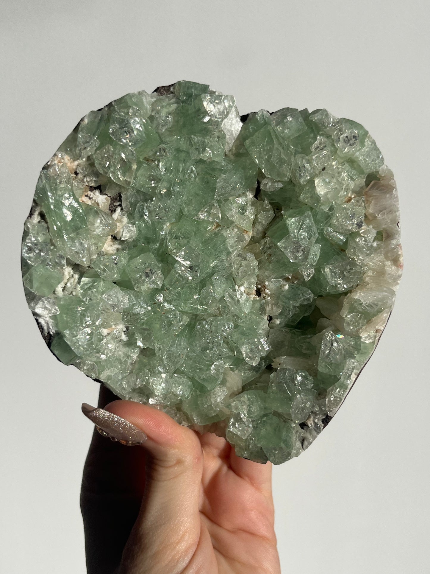 Pointed Green Apophyllite and Stilbite Specimen C