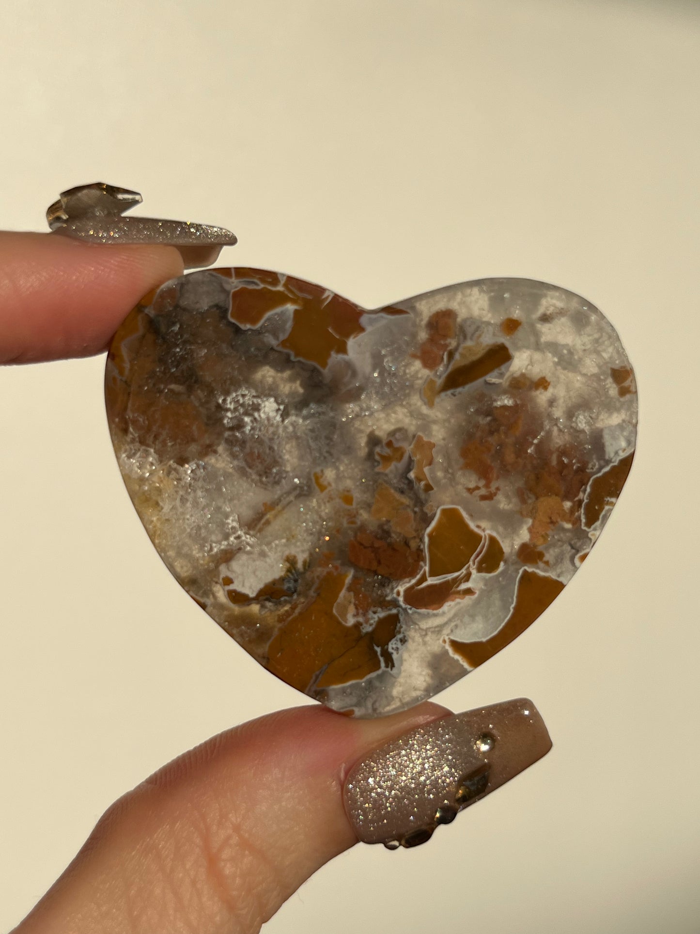 Indonesian Cotton Candy Agate and Quartz Heart E