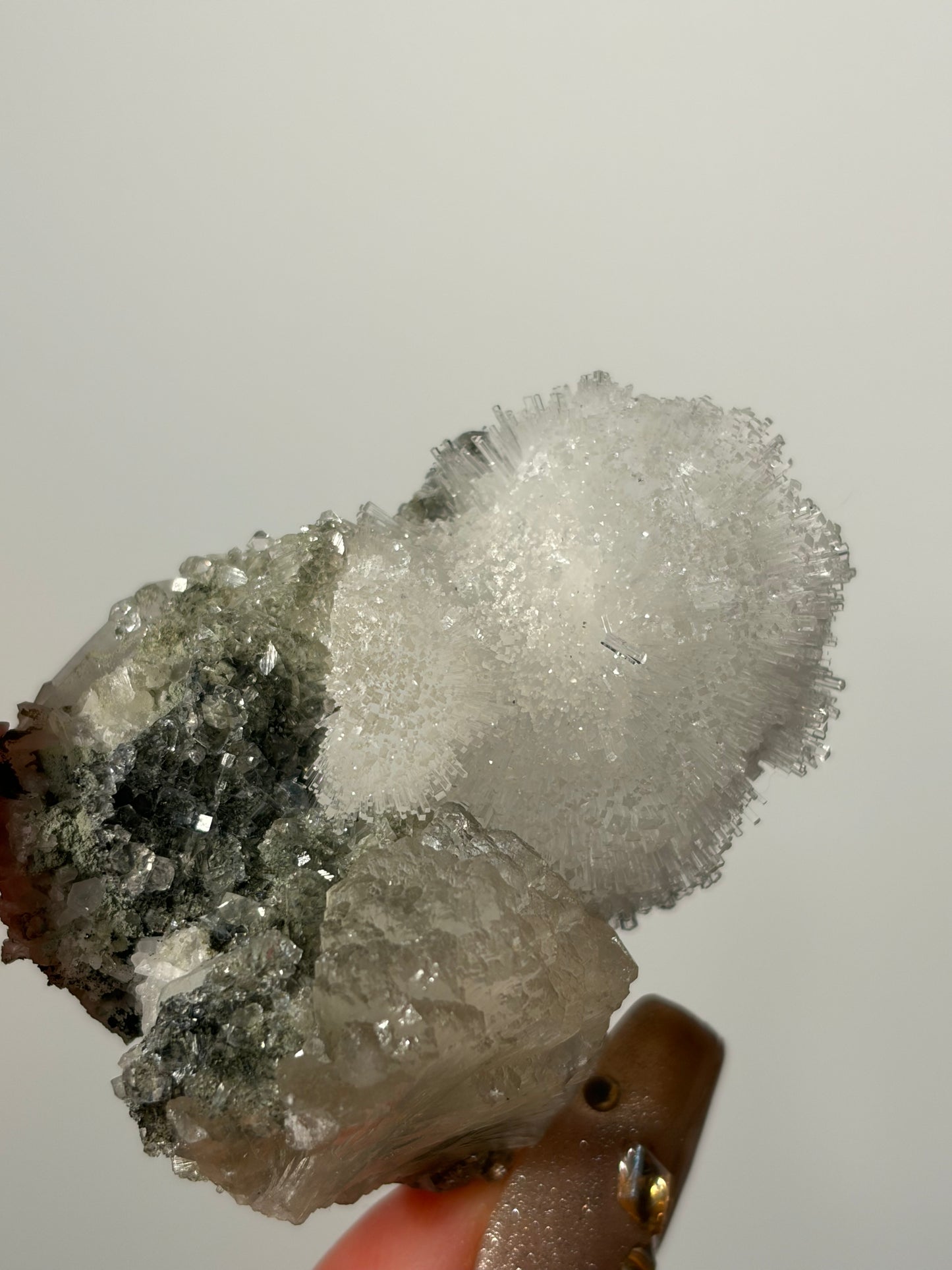 “Snowy Topiary” Natrolite Specimen with Stilbite C