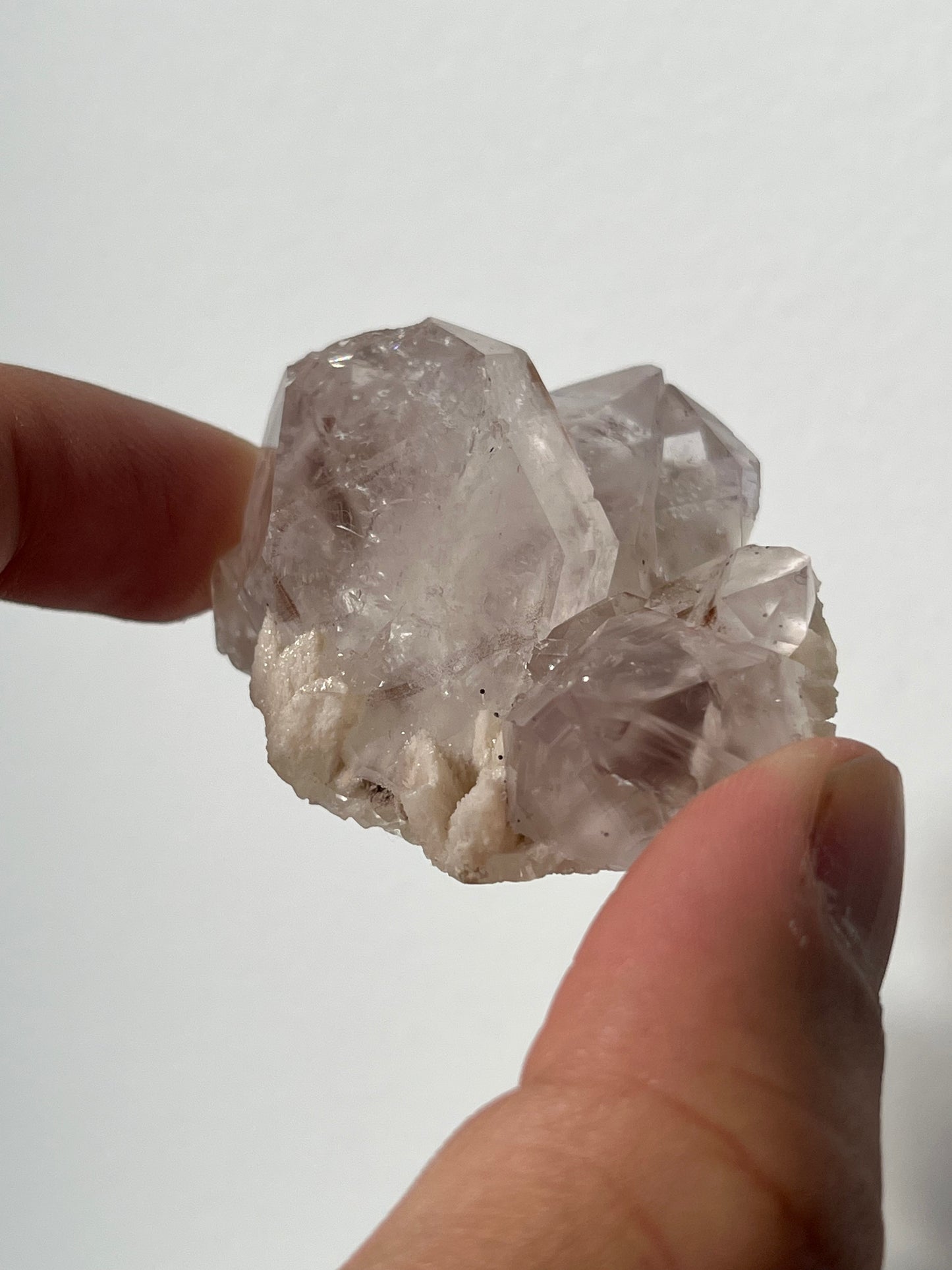 Old Stock Anhui Phantom Smokey Amethyst Specimen with Druzy Calcite I