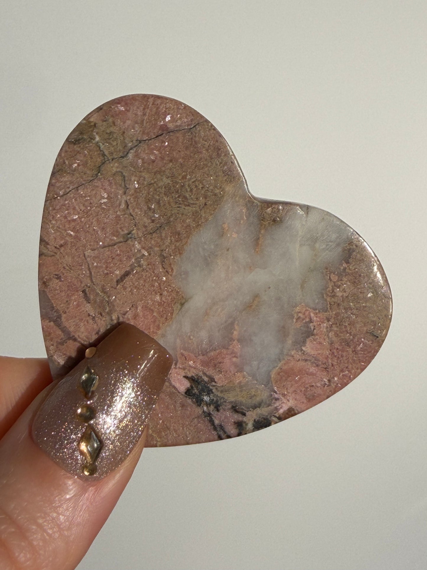 Indonesian Rhodonite and Manganese Included Heart C