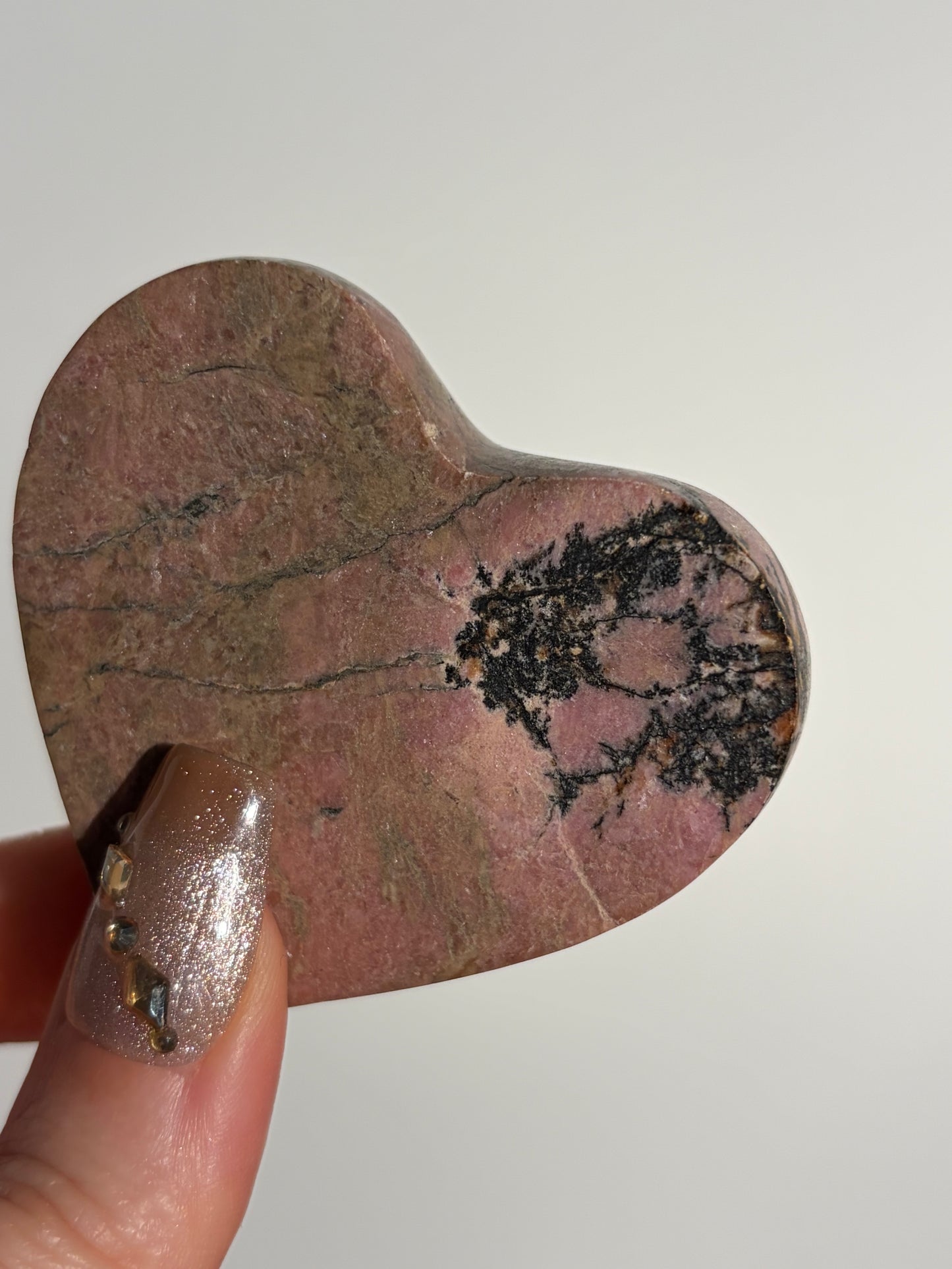 Indonesian Rhodonite and Manganese Included Heart L