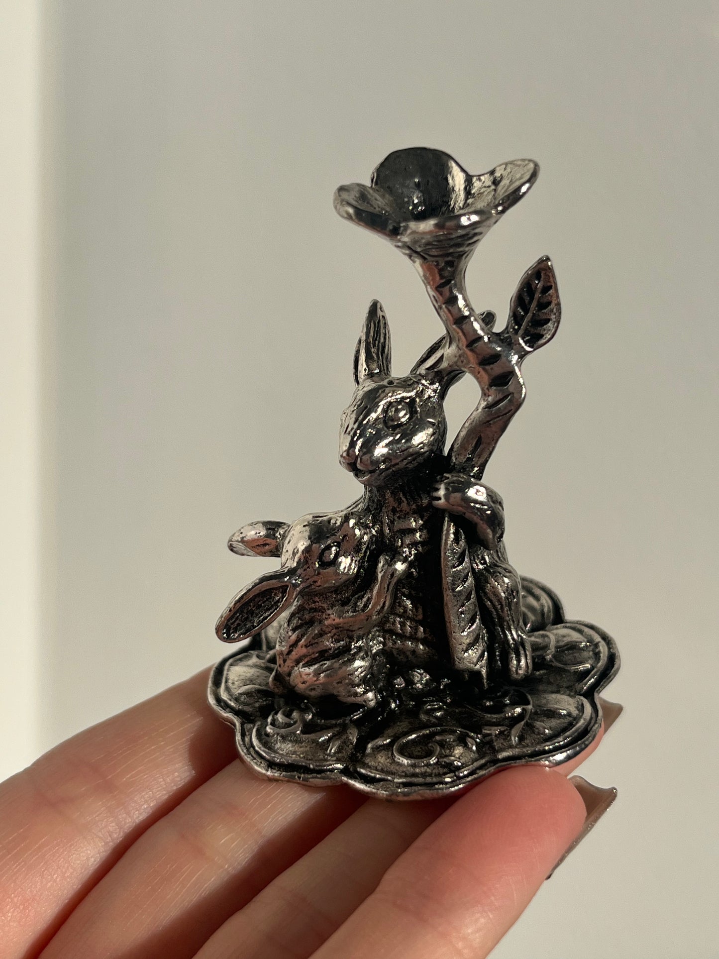 "Mother's Love" Rabbit Silver Sphere Stand