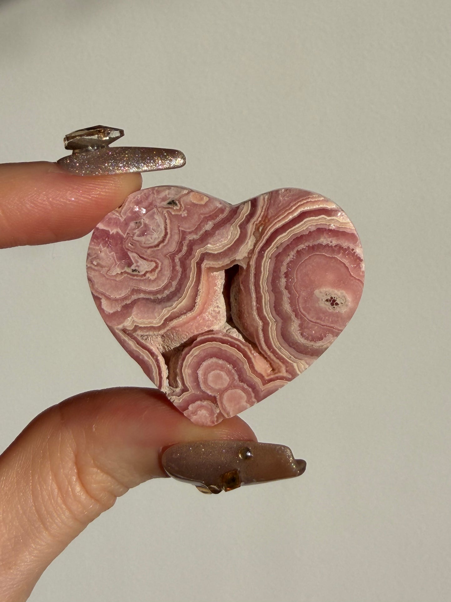 Floral Banded Rhodochrosite Flatback Heart C