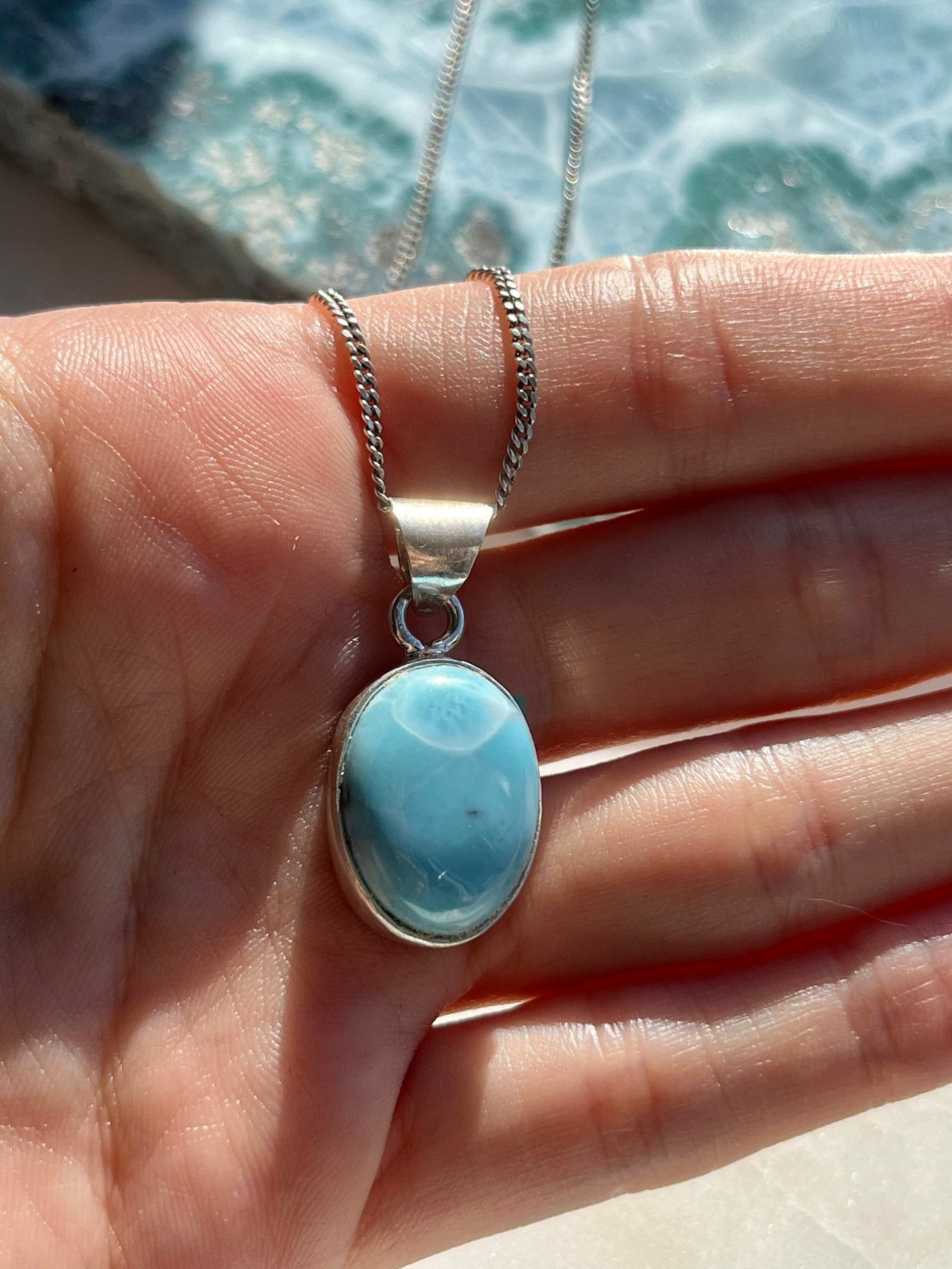 ‘Irene’ Larimar Sterling Silver Pendant #6