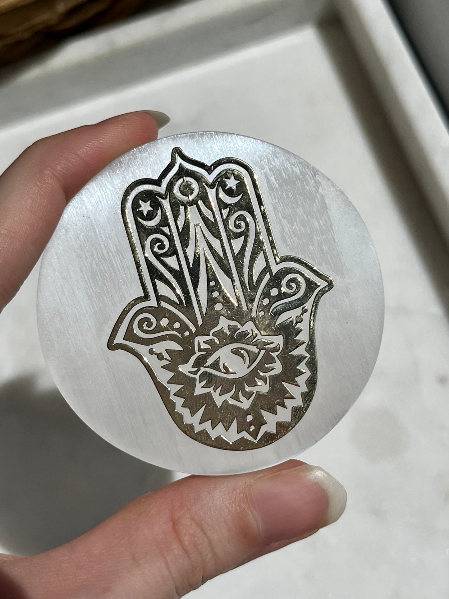 Selenite Sacred Geometry Charging Plate