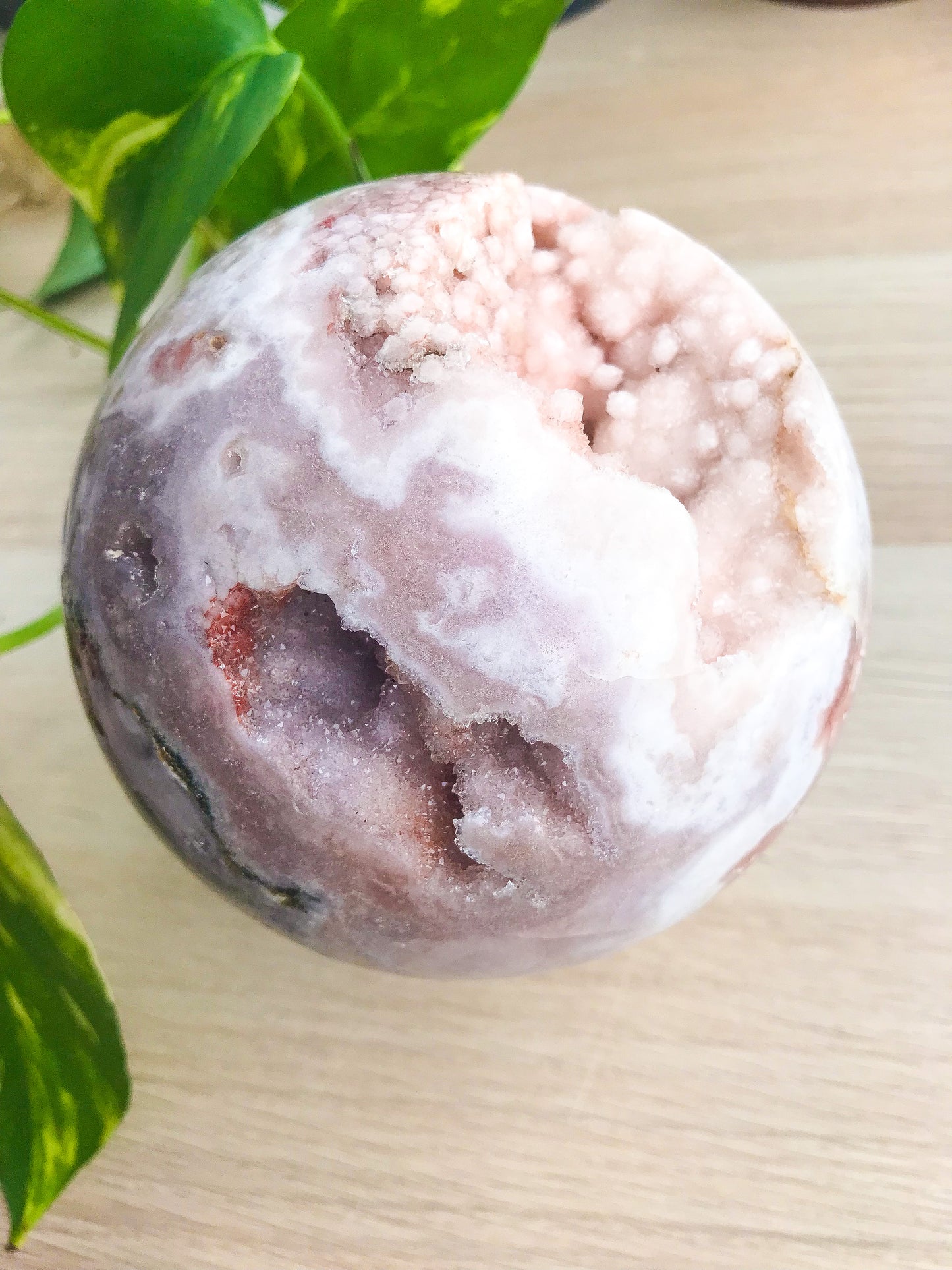 XL Sparkly Pink Amethyst Sphere w/ Lilac Amethyst & Orbicular Flower Patterning