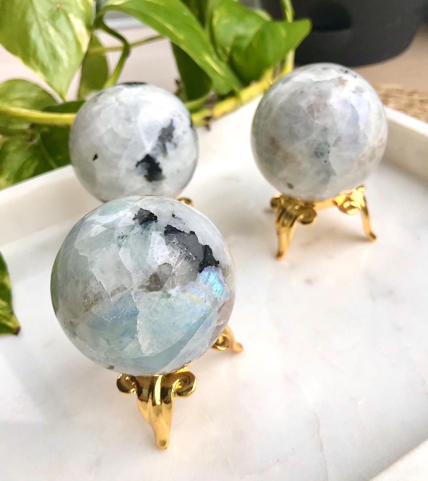 Rainbow Moonstone Sphere (Intuitively Chosen)