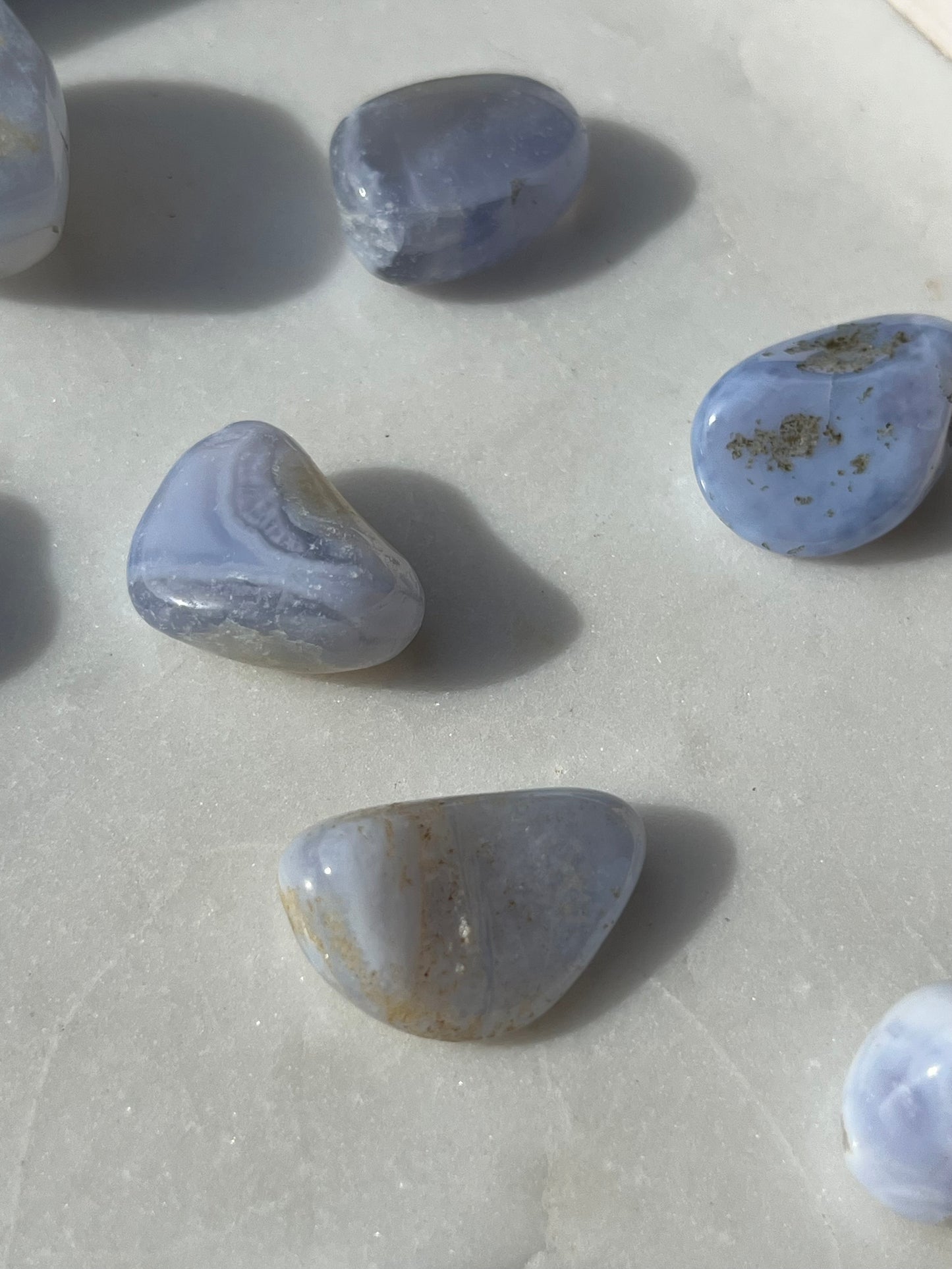 Blue Lace Agate in Natural Matrix Tumbled Stone