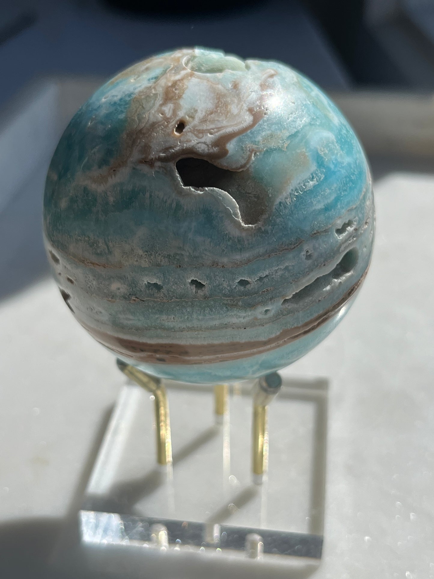 Polished Blue Aragonite Sphere #B