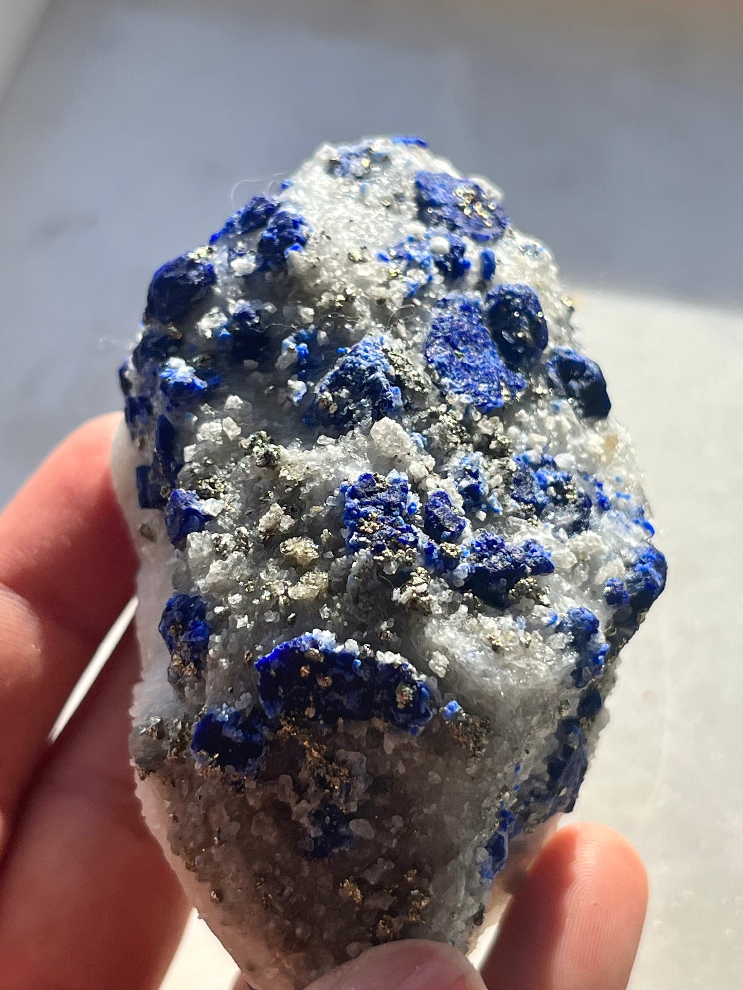 "Aureus" Lazurite, Calcite & Pyrite Specimen on Marble #16