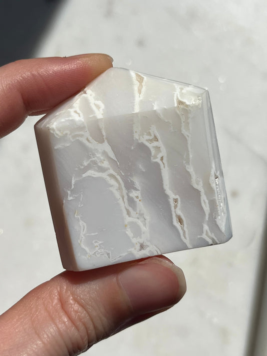 Druzy White Plume Agate Chunky Tower (You Choose)