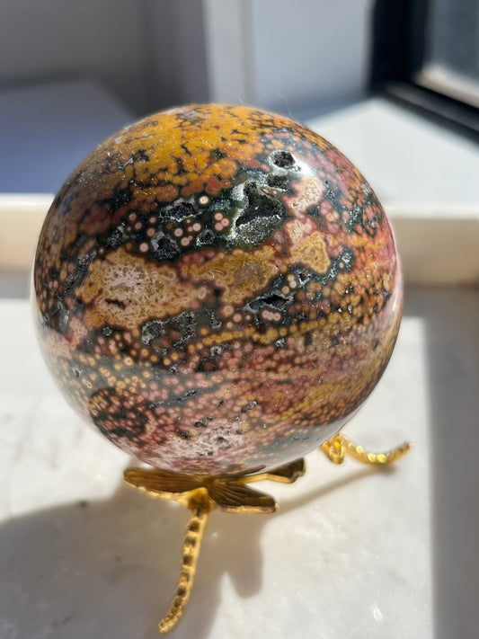 “Cosmic Wonder” Veinless Ocean Jasper Sphere
