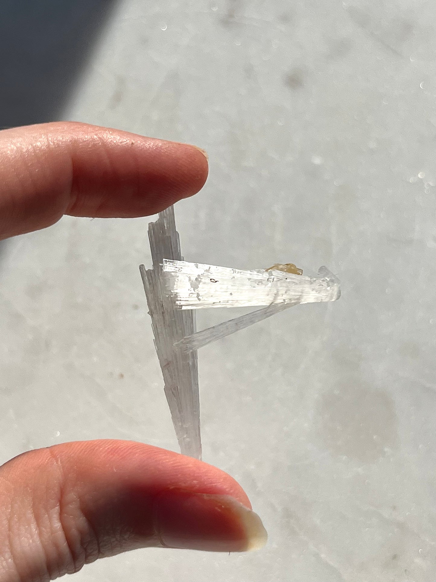 A Grade Yellow Rhombohedral Calcite on Scolecite Spray Specimen #SC10