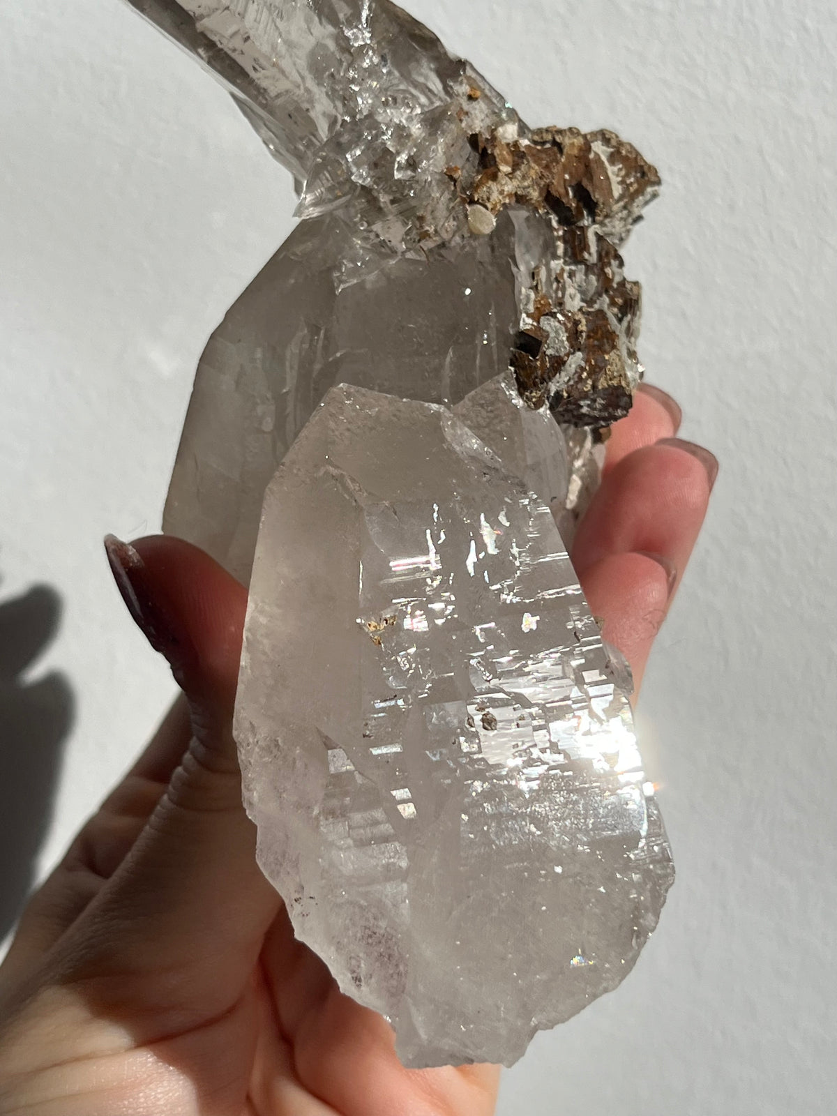 Himalayan Smokey Quartz with Siderite Inclusions and Self Healed Elestial Features H