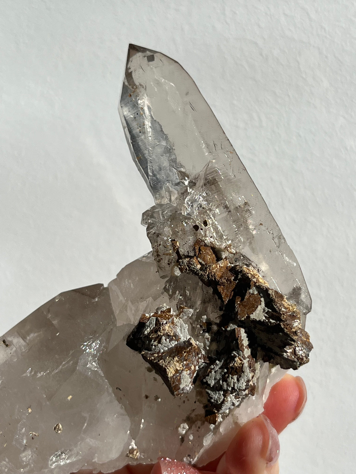 Himalayan Smokey Quartz with Siderite Inclusions and Self Healed Elestial Features H