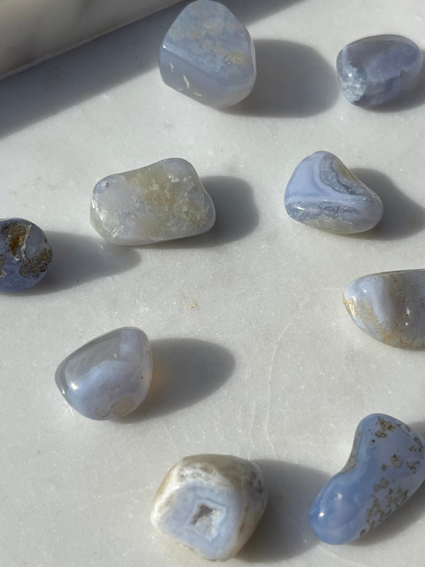 Blue Lace Agate in Natural Matrix Tumbled Stone