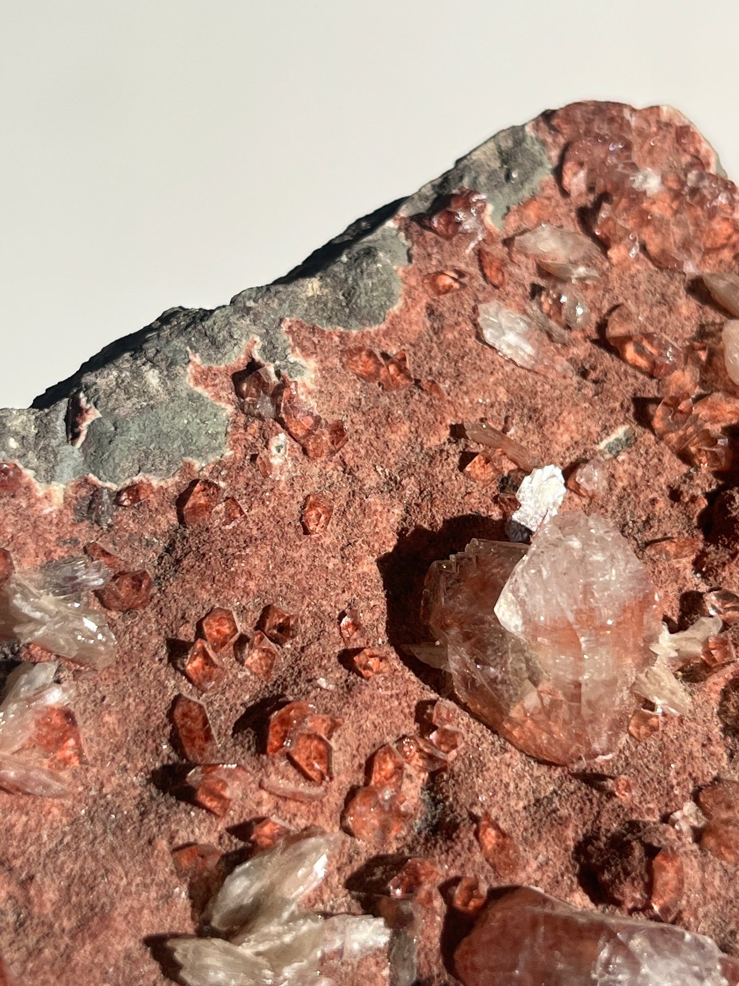Apophyllite with Red Heulandite on Basalt Specimen
