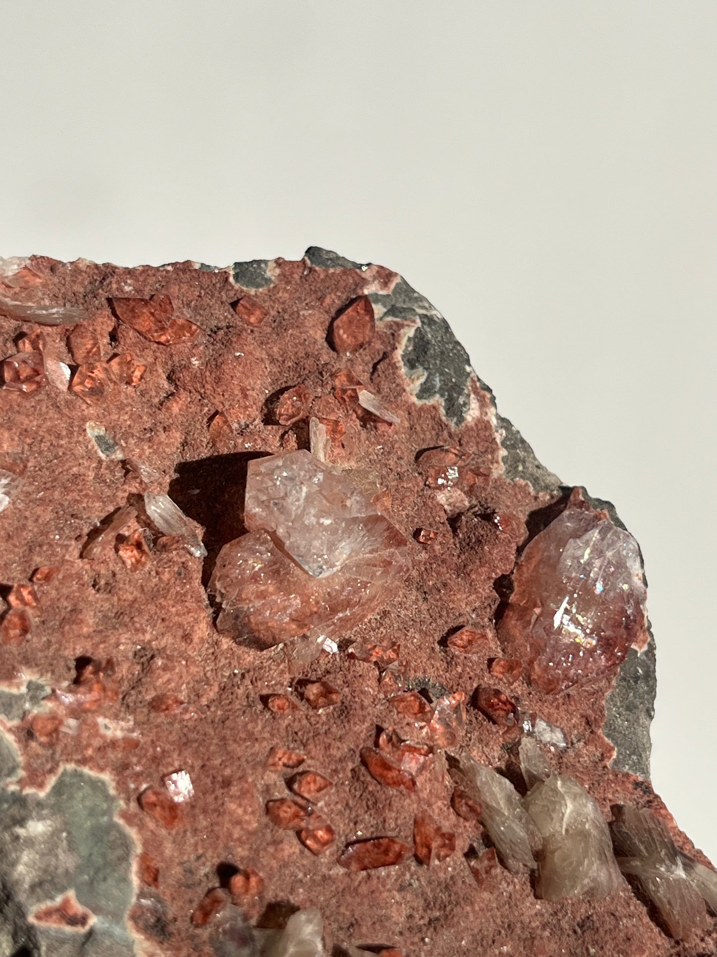 Apophyllite with Red Heulandite on Basalt Specimen