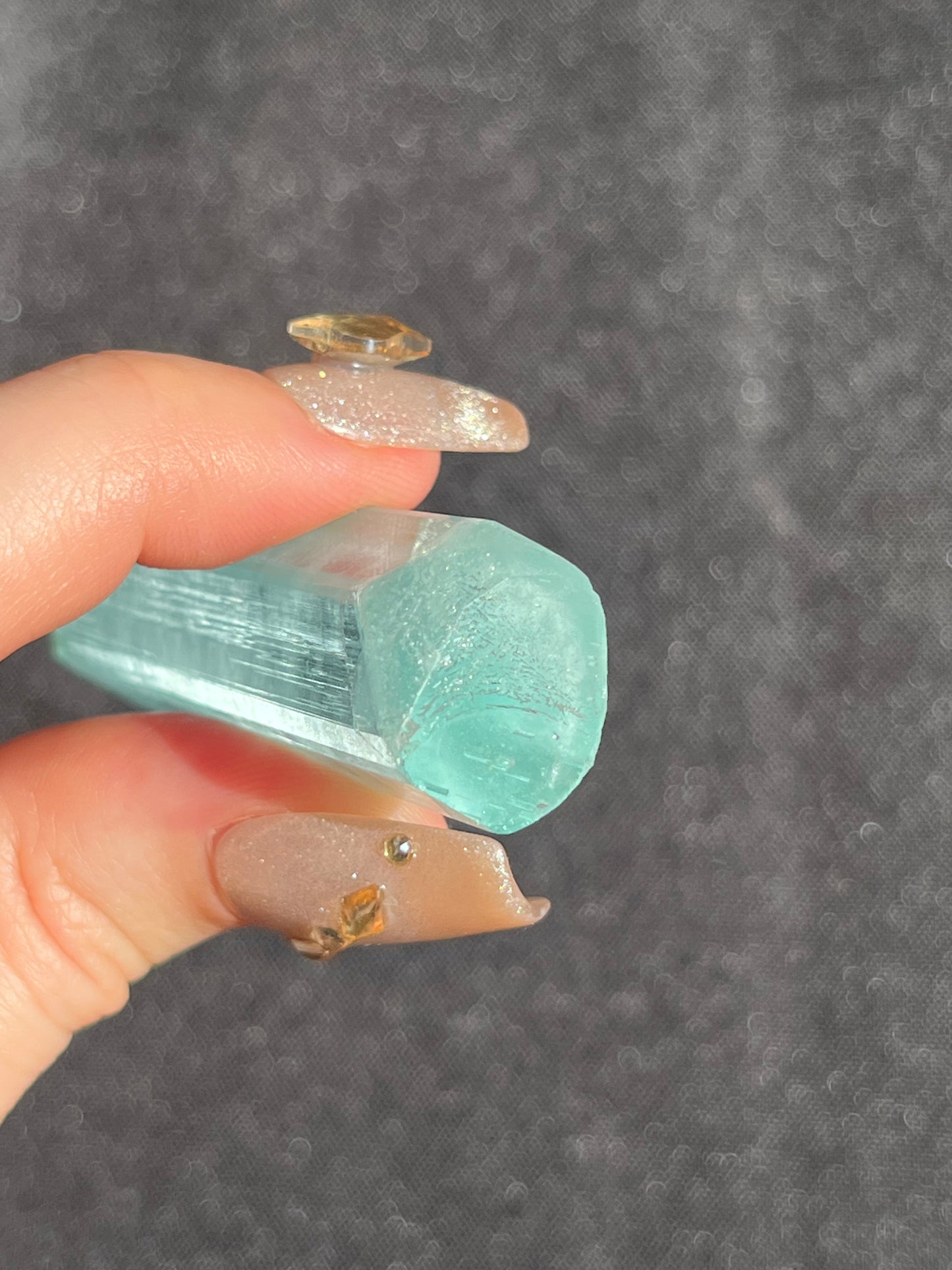 'Chanan' Doubly Terminated Aquamarine Specimen with Fingerprint Pattern in Termination C