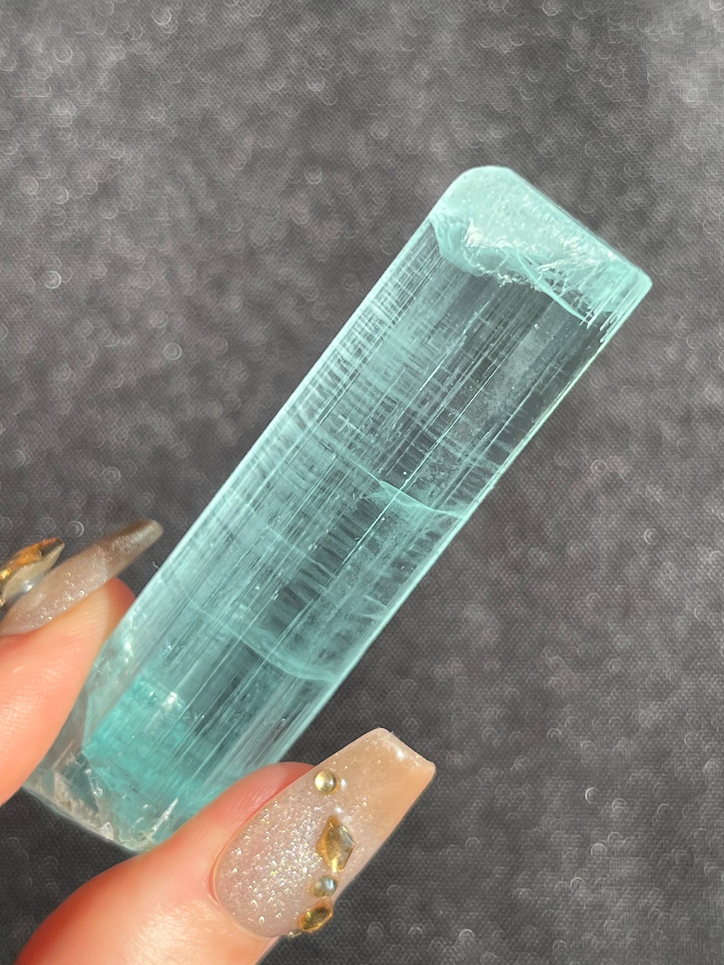'Chanan' Doubly Terminated Aquamarine Specimen with Fingerprint Pattern in Termination C