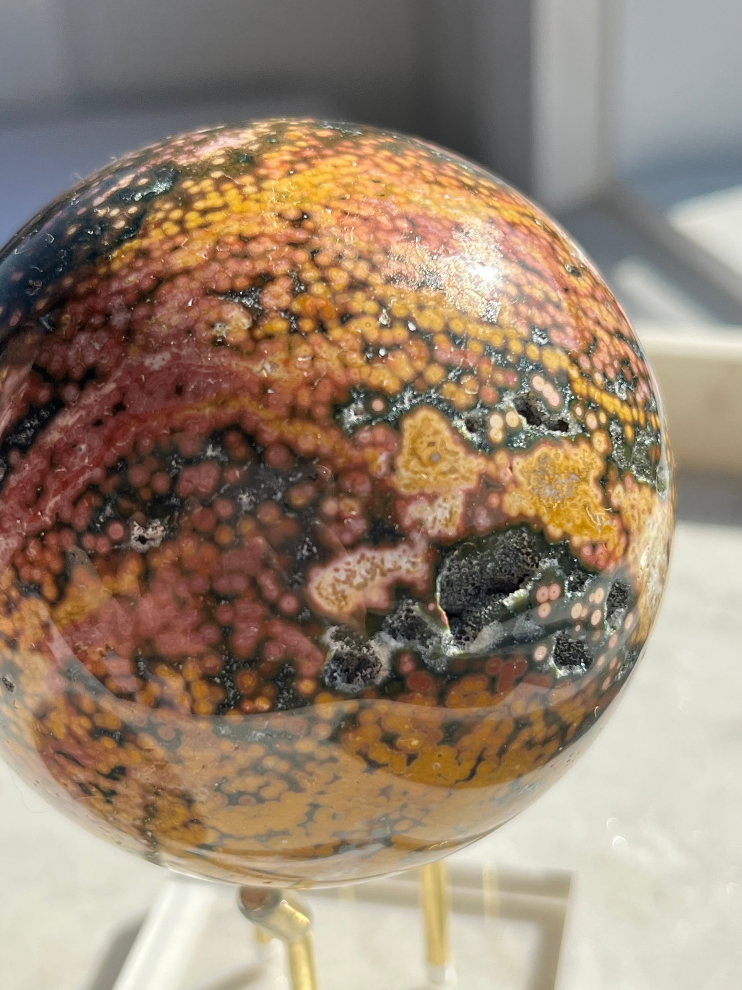 “Cosmic Wonder” Veinless Ocean Jasper Sphere
