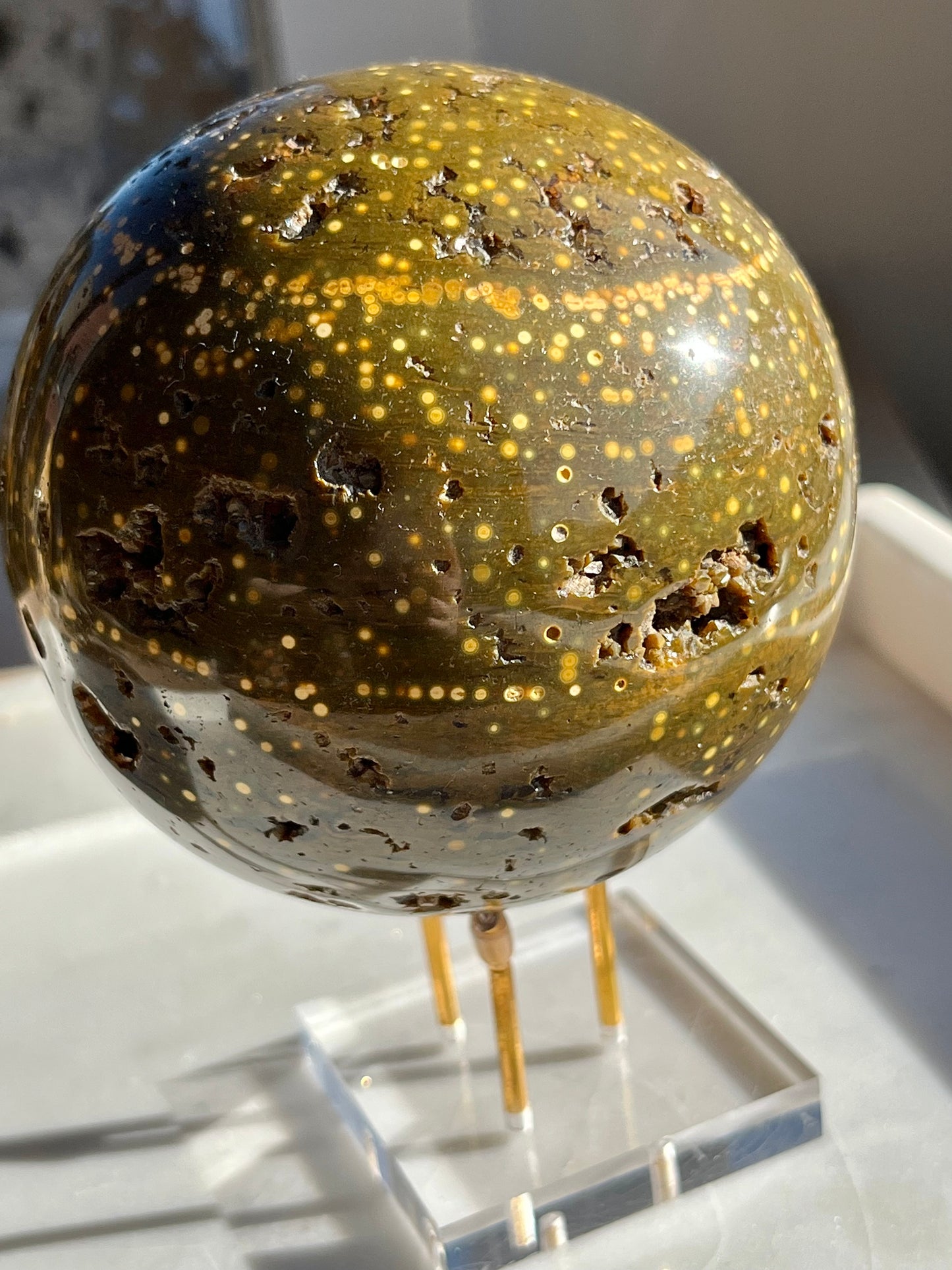 Orbicular Ocean Jasper with Druzy Sphere