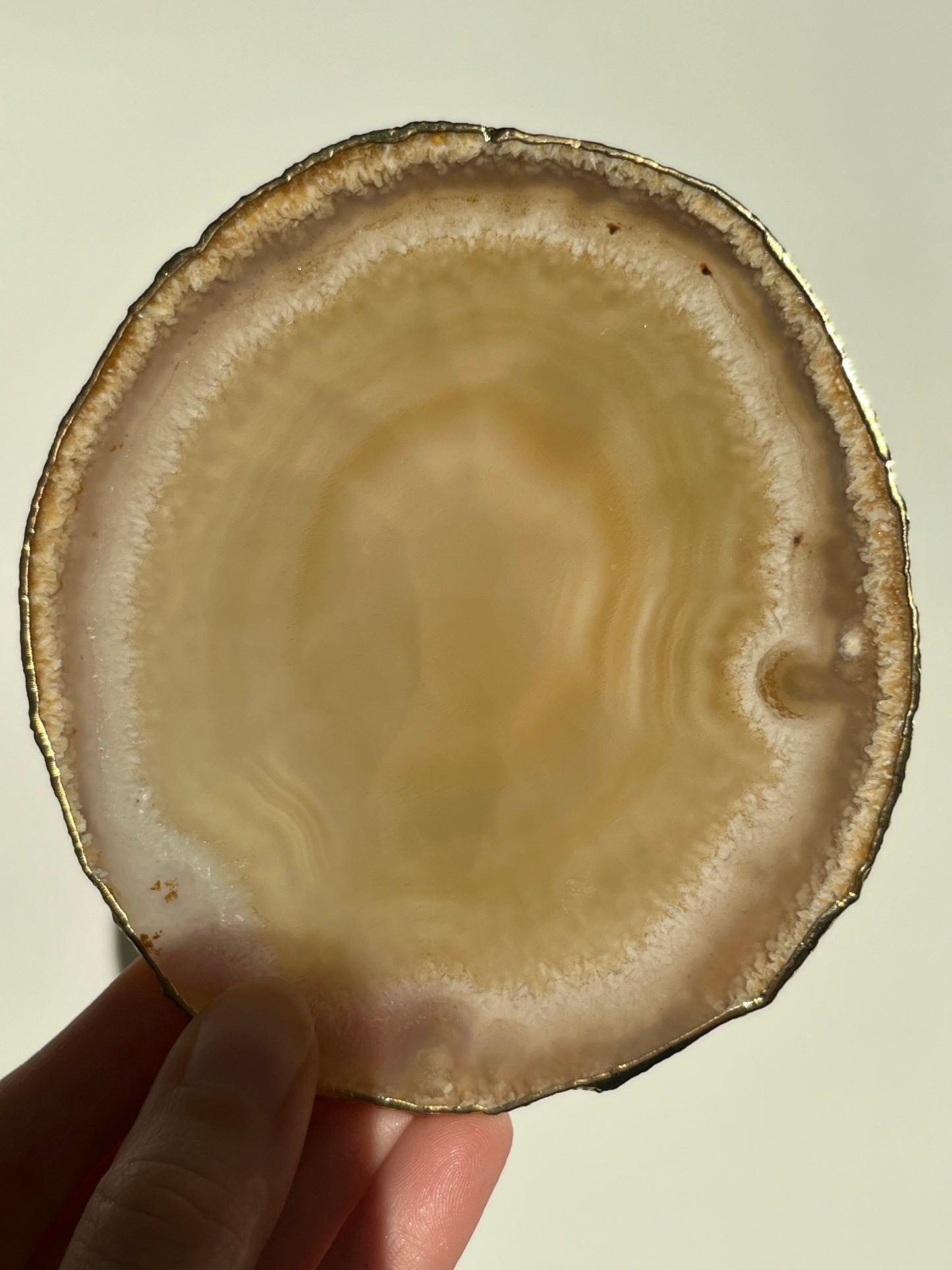 24kt Gold Electroplated Quartz, Agate & Chalcedony Slice #H