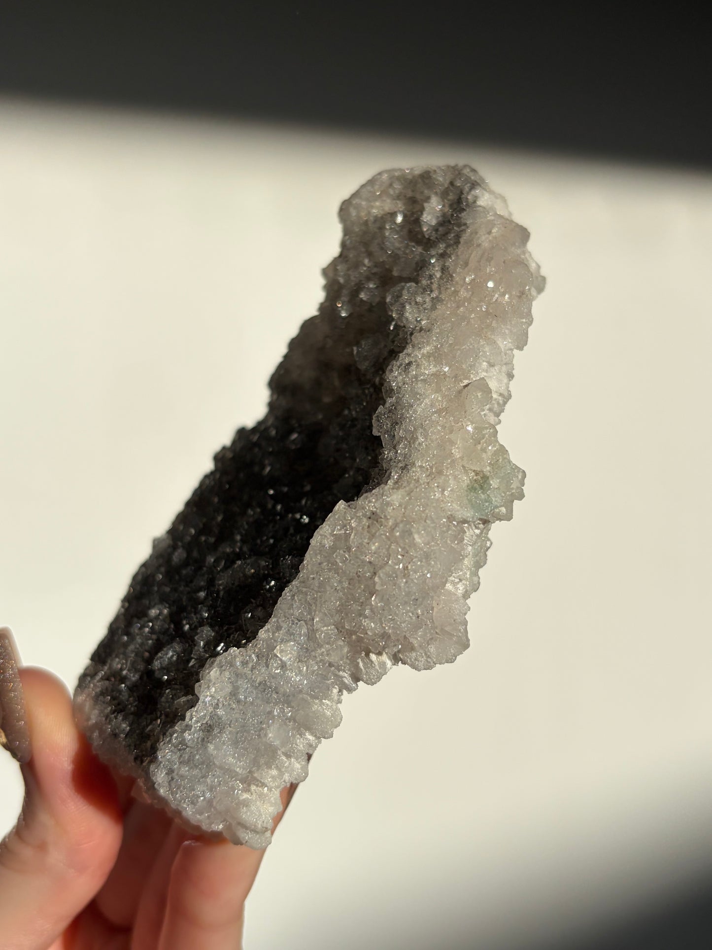 Black-Grey Chalcedony with Apophyllite Specimen A