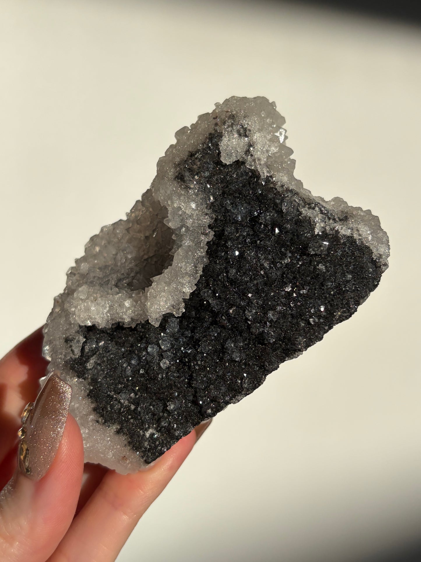 Black-Grey Chalcedony with Apophyllite Specimen B