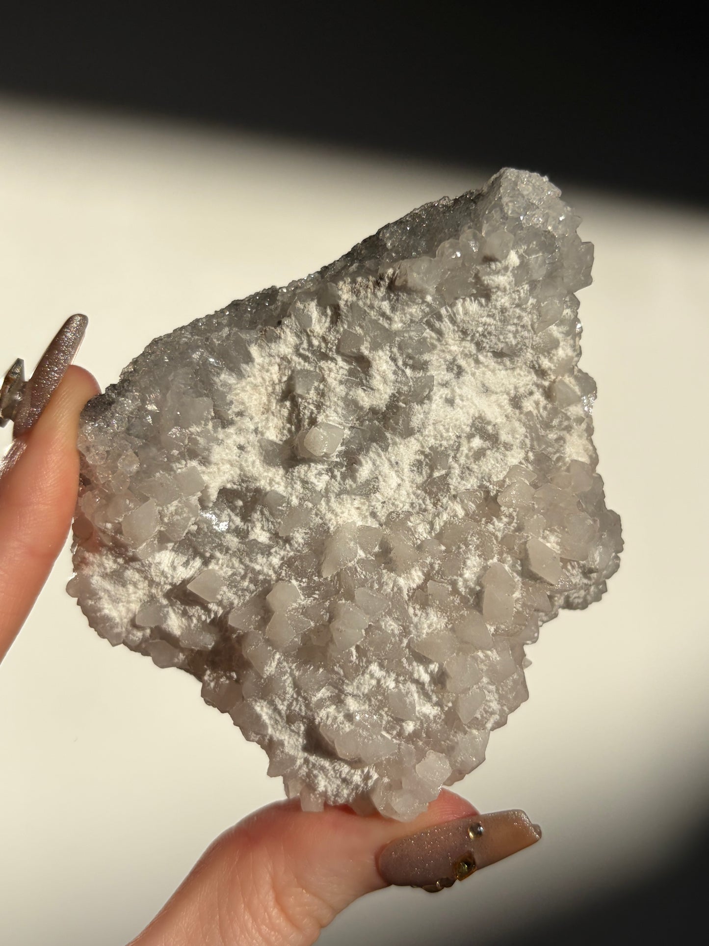 Black-Grey Chalcedony with Apophyllite Specimen G