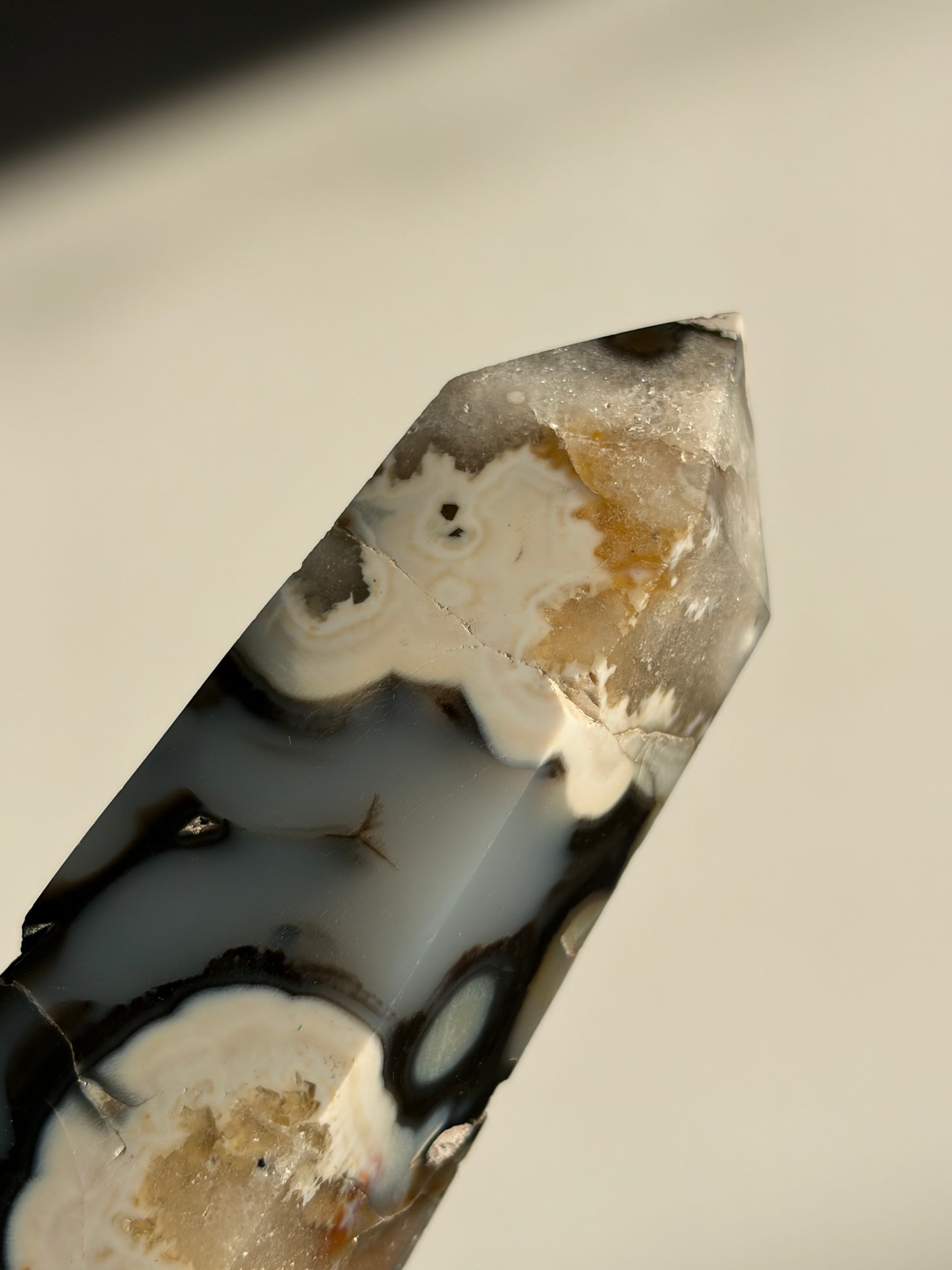 Argentine Blue Agate Tower with Dendritic Inclusions A (UV Reactive)
