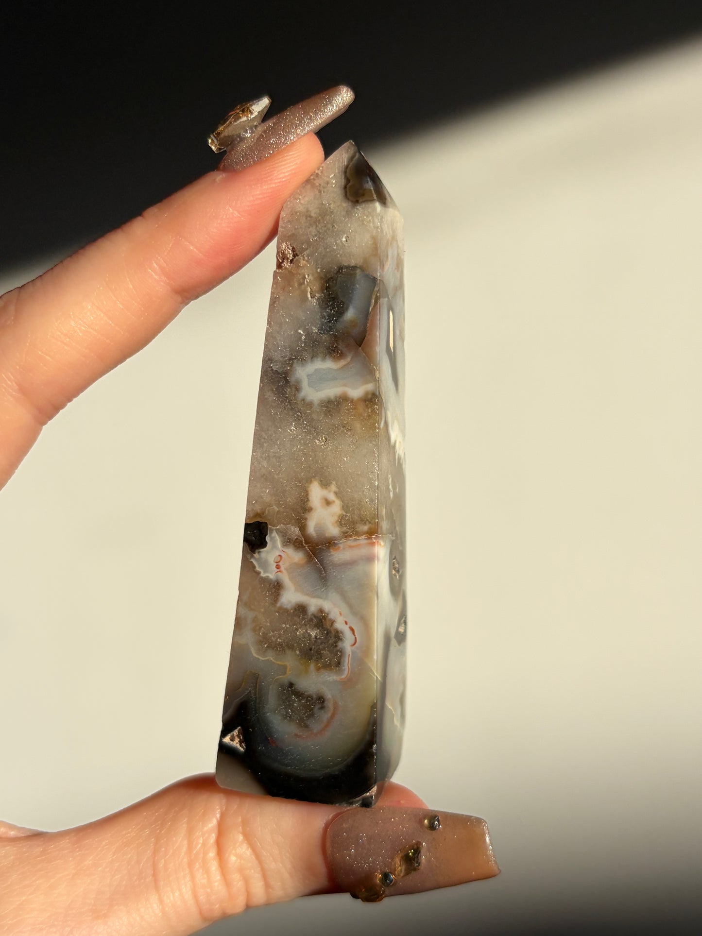 Argentine Blue Agate Tower with Dendritic Inclusions C (UV Reactive)