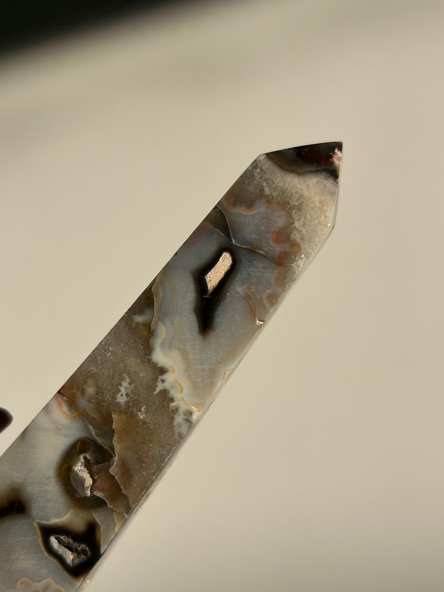 Argentine Blue Agate Tower with Dendritic Inclusions C (UV Reactive)