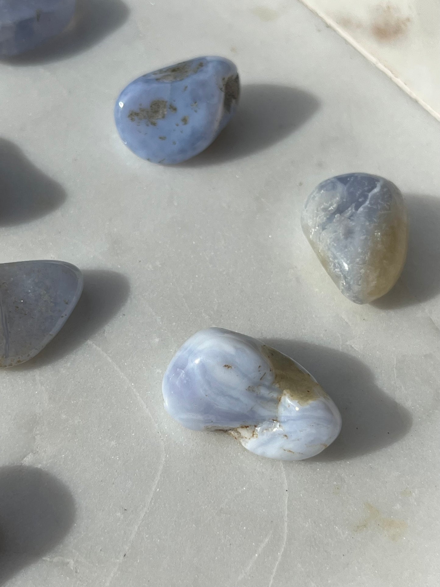 Blue Lace Agate in Natural Matrix Tumbled Stone