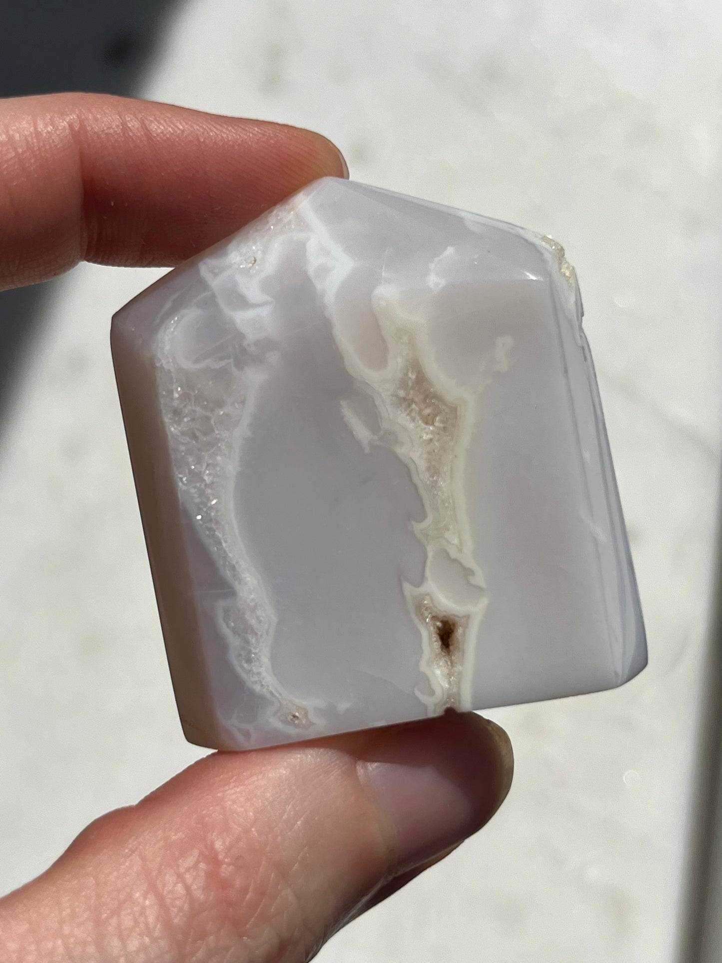 Druzy White Plume Agate Chunky Tower (You Choose)