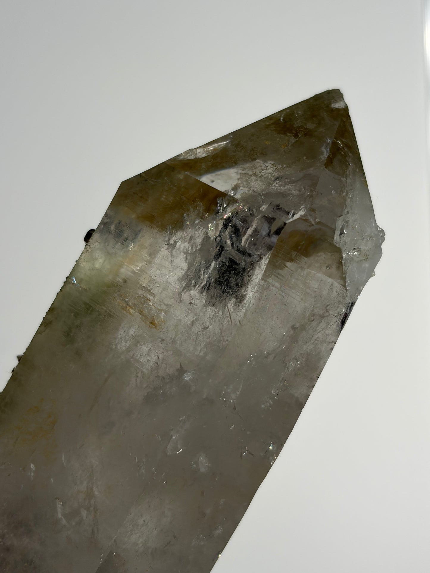 Doubly Terminated Chlorite Included Quartz Specimen with Druzy Quartz Coating C