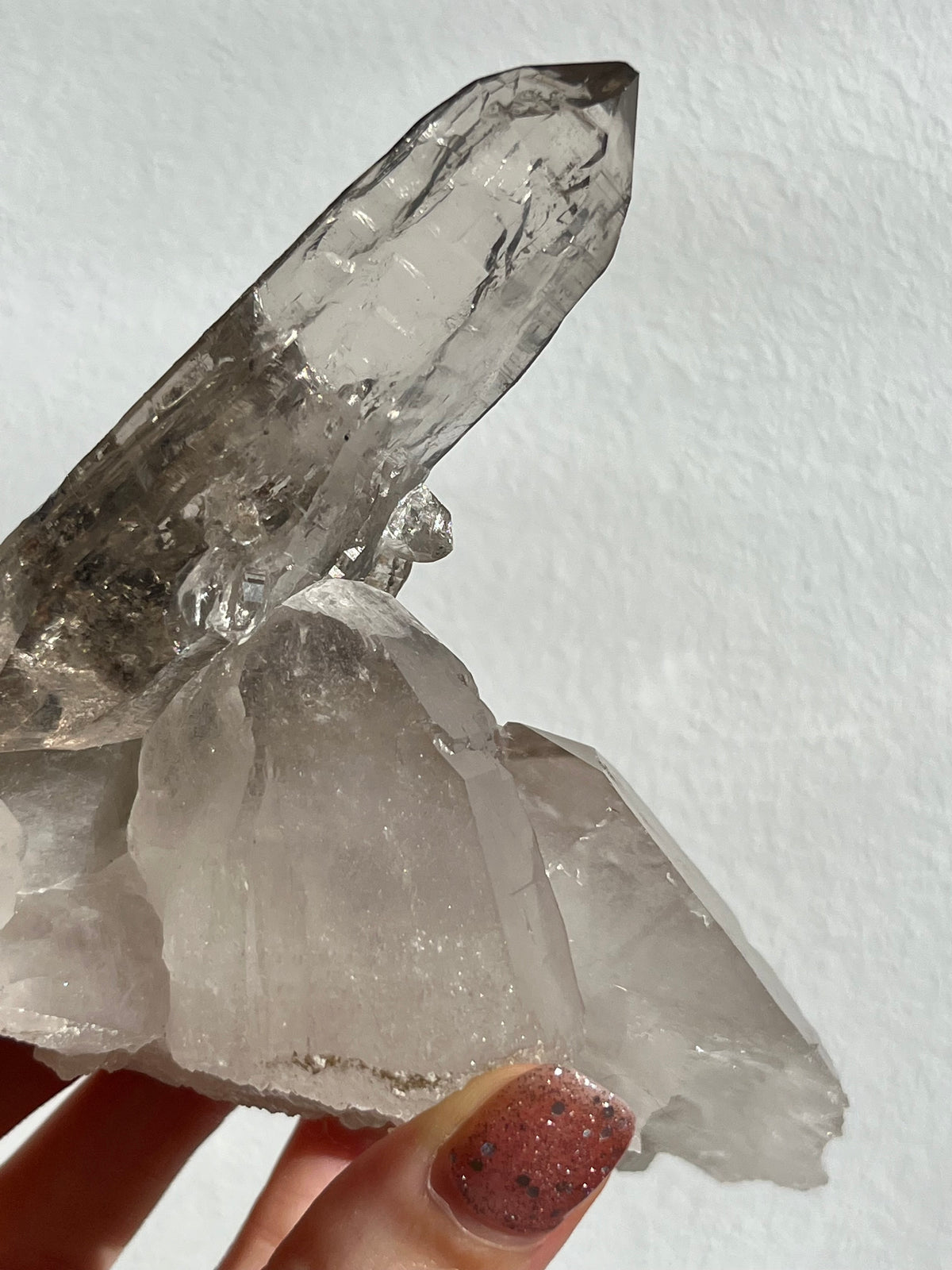 Himalayan Smokey Quartz with Siderite Inclusions and Self Healed Elestial Features H