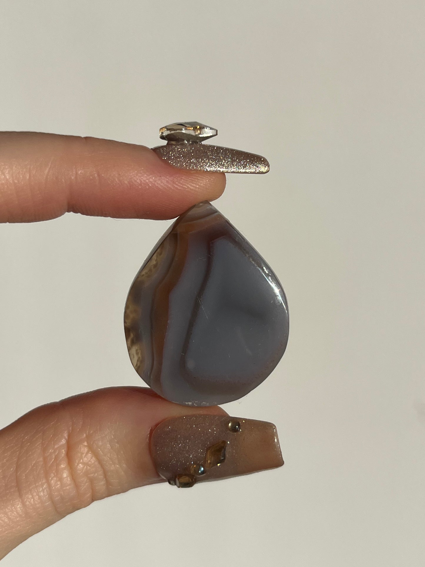 Danau Agate with Green Moss Teardrop Cabochon