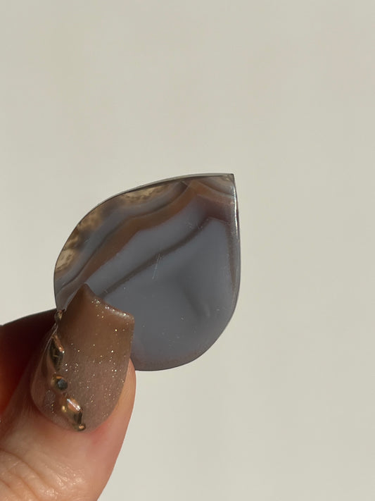 Danau Agate with Green Moss Teardrop Cabochon