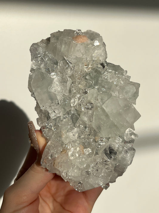 Diamond Apophyllite with Peach Stilbite Specimen