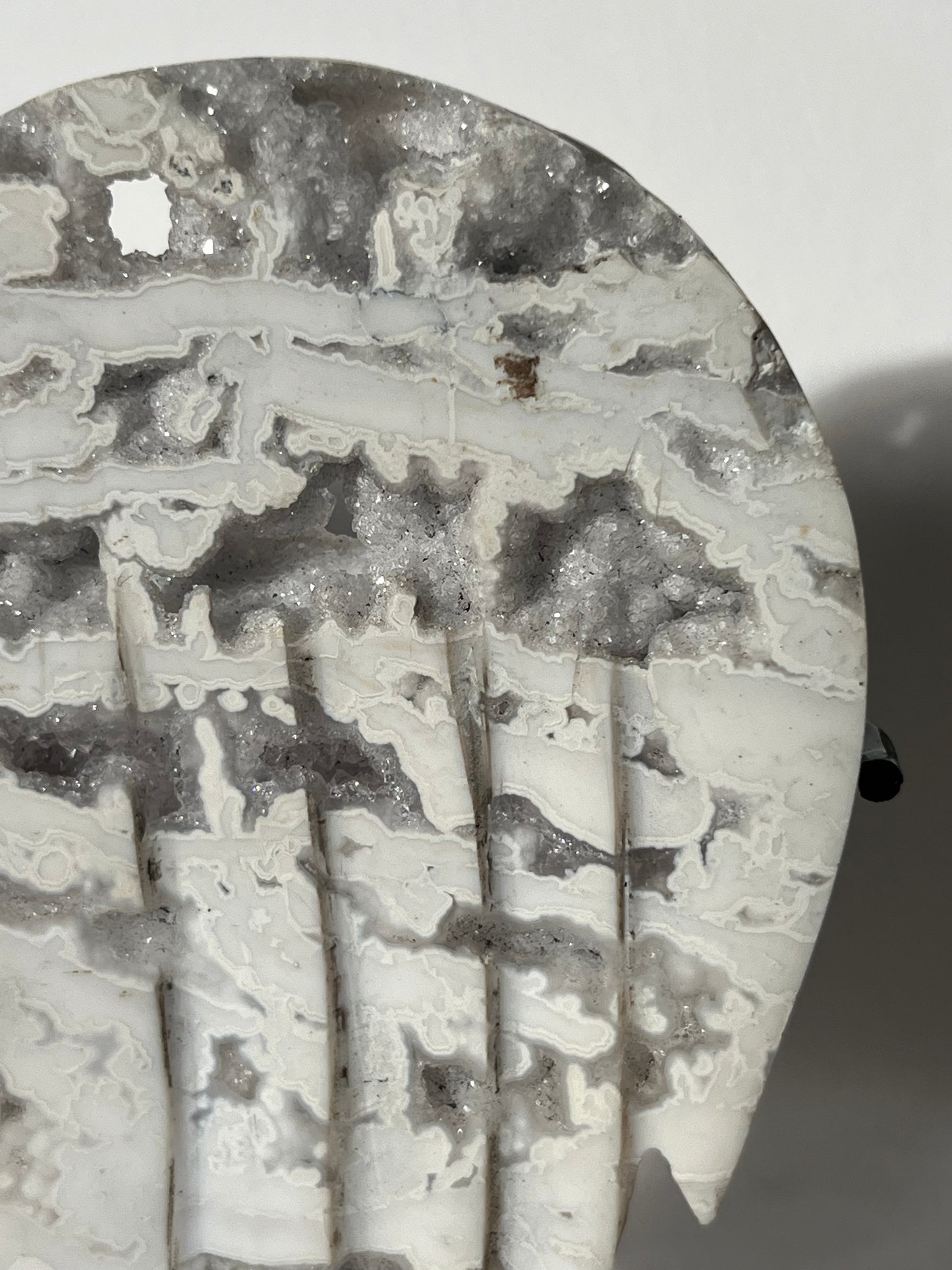 Druzy Snow Agate Angel Wings on Stand