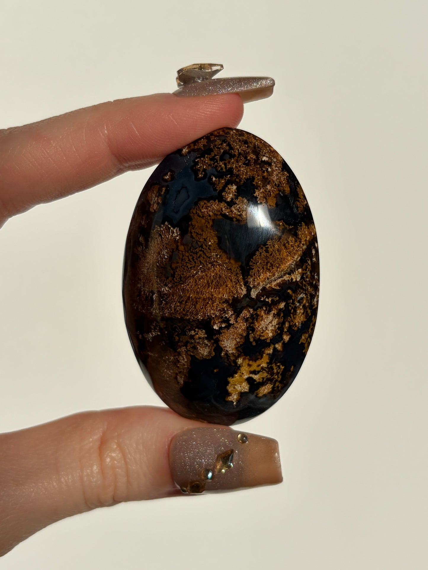 "Reverie" Blue-Purple East Indonesian Agate with Golden Moss Palmstone